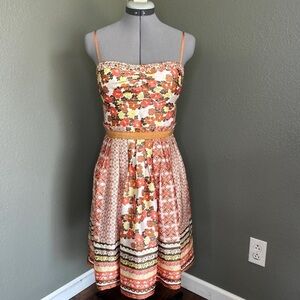 Max & Cleo Floral Orange Midi Dress